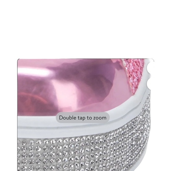 New Pink Glitter White w Rhinestone 2” Platform Festival Party Sneakers Size 7.5 - Picture 5 of 16